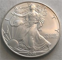 2001 UNC America Silver Eagle Dollar