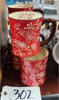 Temptations Coffee Mugs, "Red Floral Lace"