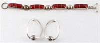 MEXICAN SILVER BRACELET AND EARRING SET