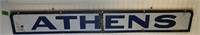 Blue Enamel sign Athens 60”X8 ½”