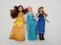 3 Disney Frozen Dolls Anna Elsa Belle Beauty Beast