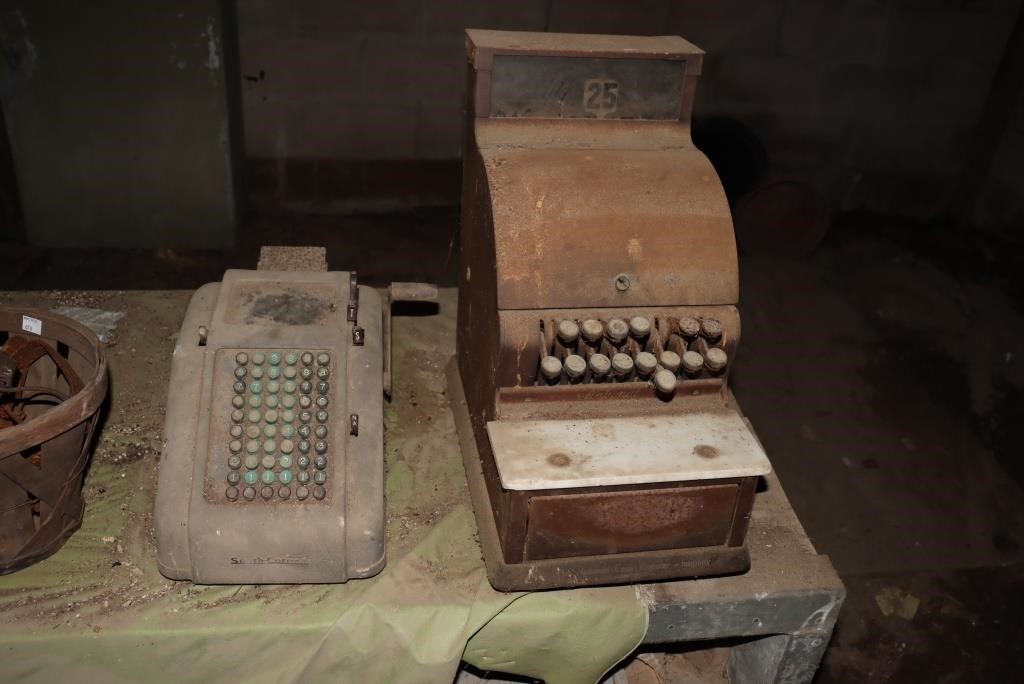 Antique National Cash Register and a Smith Corona