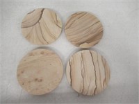 Lot of 4 Thirstystone Drink Coasters, Tan