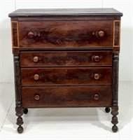 Empire chest, mahogany, bonnet drawer over