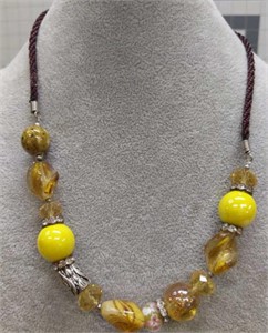 18" Safari Murano Glass beaded necklace