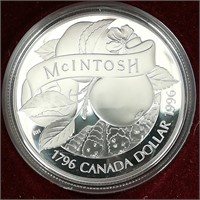 1996 CANADAIAN SILVER DOLLAR MCINTOSH APPLE