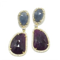 Gold plated Sil Sapphire Cz(19.1ct) Earrings