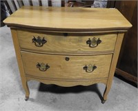 Blonde Oak antique two drawer wash stand