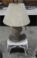 Wicker table lamp and wicker lamp table