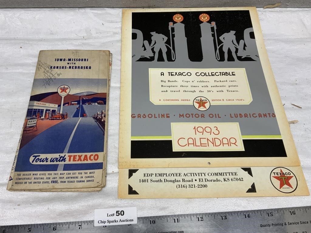 Vintage Texaco Oil Gas Map & Calendar