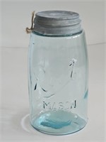 VTG OLD ROOT MASON TINT JAR WITH ZINC LID