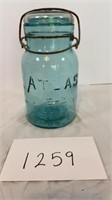 Vtg Atlas E-Z Seal Blue Glass Jar with Lid