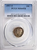 1917-S MERCURY DIME PCGS MS64FB