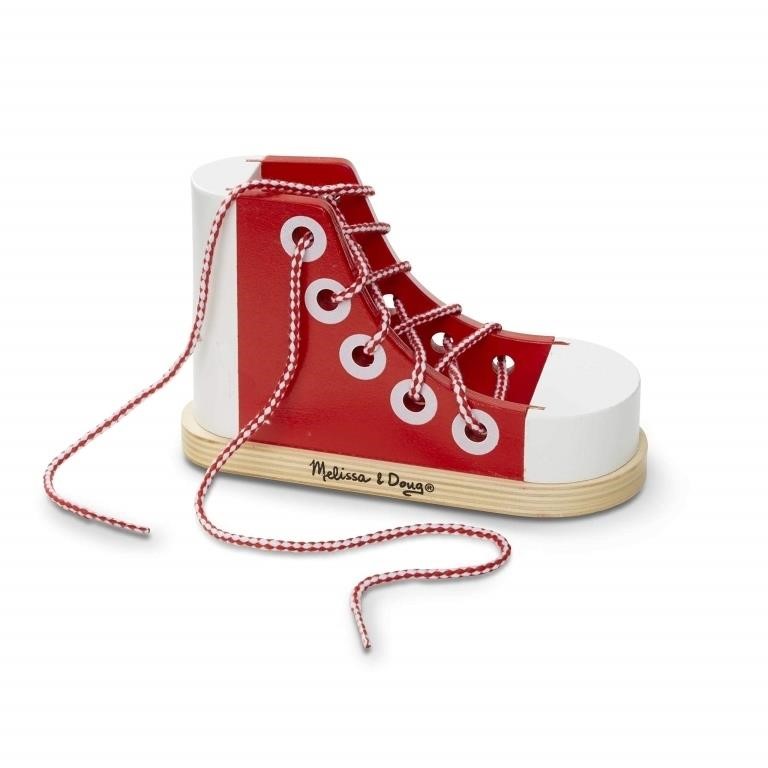 Melissa & Doug Deluxe Wood Lacing Sneaker - Learn