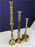 (3) Brass Colored Candle Holders