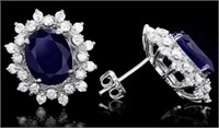 $ 8810 7 Ct Sapphire 1.25 Ct Diamond Earrings