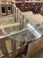 Two pieces of 24 inch beveled table top glass