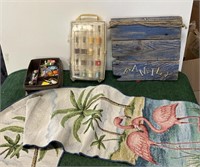 Sewing kit, table runner and decorative sign