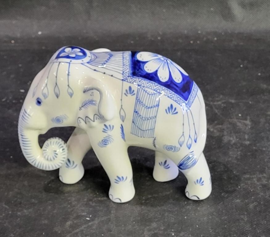 Ceramic Blue & White Elephant