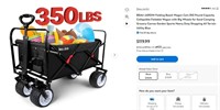 N5031 Folding Beach Wagon Cart w/ Wheels, Black