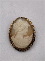 BAL-RON 12K GF SHEL CAMEO BROOCH