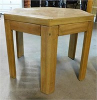 Oak hexagon side table, 24" x 20"