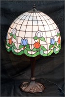 Tiffany Style Leaded Glass Accent Lamp 26"t