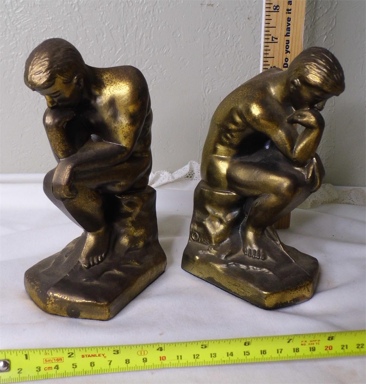 Pair of Cast Metal "The Thinker" Bookends