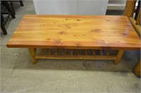 Wood Coffee Table with log Base