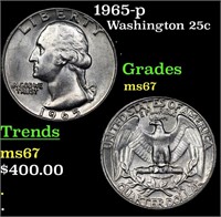 1965-p Washington Quarter 25c Grades GEM++ Unc