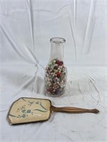 Milk Jar of Beads & Mirror