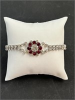 Vintage Clear & Red Gemstone Bracelet