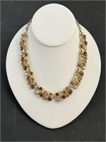 Vintage Lisner Amber Rhinestone Necklace