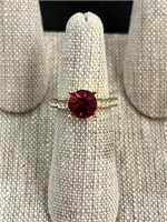 Red & Clear Gemstone Ring