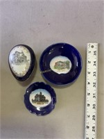 Vintage blue advertising dishes, New post office