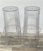 Pair of acrylic bar stools, 29 1/2" h.