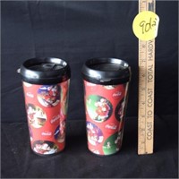 2) Coca Cola Plastic Christmas Mugs