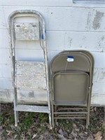 2-Folding Chairs, Aluminum Step Stool