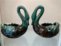 Pair of Blue Mountain Pottery Swans