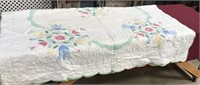 One of a Pair of Vntg Matching Appliqued Quilts