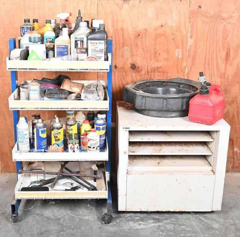 Mobile Storage Shelf, Metal Cabinet & All Contents