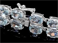 14k Gold Bracelet 25ct Aquamarine & 1.5ct Diamonds