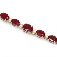 15ct Ruby & 0.5ct Diamond Bracelet, 14k Gold