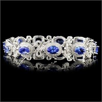 13.09ct Tanzanite & 1.77ct Diam Bracelet in 14K Go