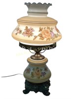 Floral Milk Glass Lamp with Shades features