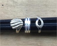 3 Hallmarked Sterling Silver Rings