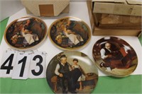 4 Norman Rockwell Plates By Knowles