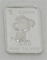 1 gram Silver Ingot - Sad Puppy, .999 Fine Silver