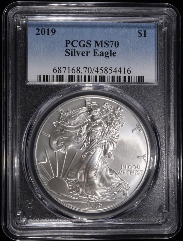 2019 AMERICAN SILVER EAGLE PCGS MS70