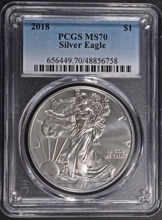 2018 AMERICAN SILVER EAGLE PCGS MS70